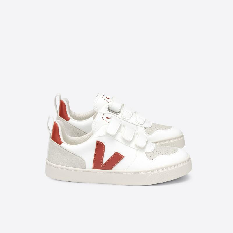 Zapatillas Veja Niños Madrid - V-10 Velcro Tenis Blancas ES819324